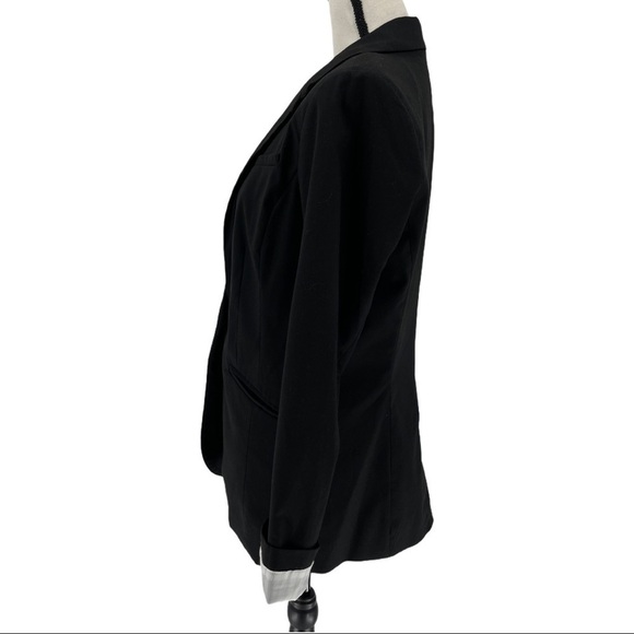 Mossimo Black One Button Striped Sleeve Blazer M - Picture 3 of 9